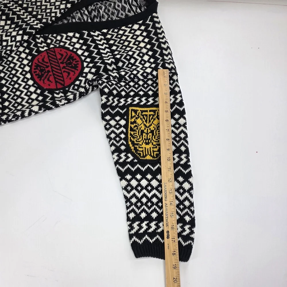 Statement Artwear Pasta Knit Cardigan Women’s Medium Fair Isle Patchwork